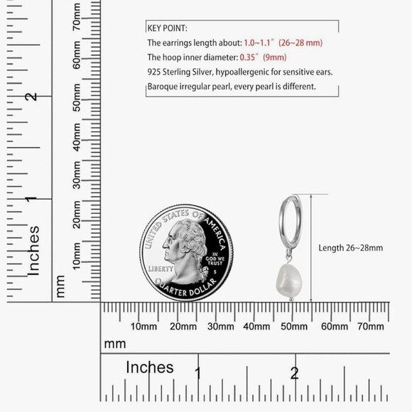 Silver Freshwater Pearl Hoop Earrings – Solid Silver - Picture 7 of 7